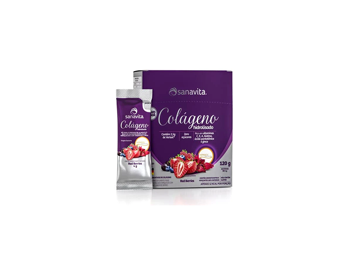 Colágeno Hidrolisado + Verisol Sabor Frutas Vermelhas 300g - Sanavita